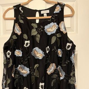 NWT Charter Club Black Floral Embroidered Mesh Sleeveless Top